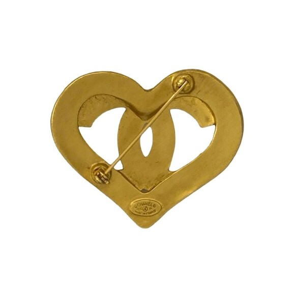 CHANEL Gold Logo Brooch